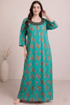 Women's 100% Cotton Printed Maxi Dress | Relaxed Fit | Round Neck | 3/4 Sleeves | Soft & Breathable | Daily, Home & Lounge Wear